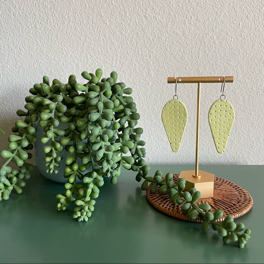 Lime Green Ceramic Earrings